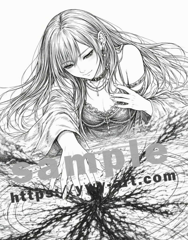 Medea line art coloring page inspired by Greek mythology