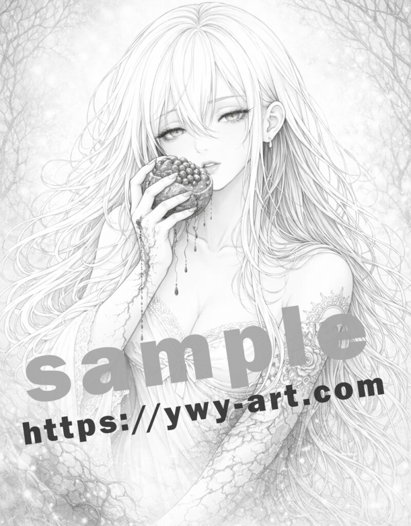 Persephone line art coloring page inspired by Greek mythology