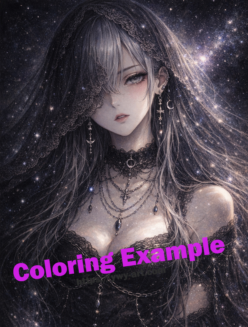 Nyx coloring example with dark cosmic tones