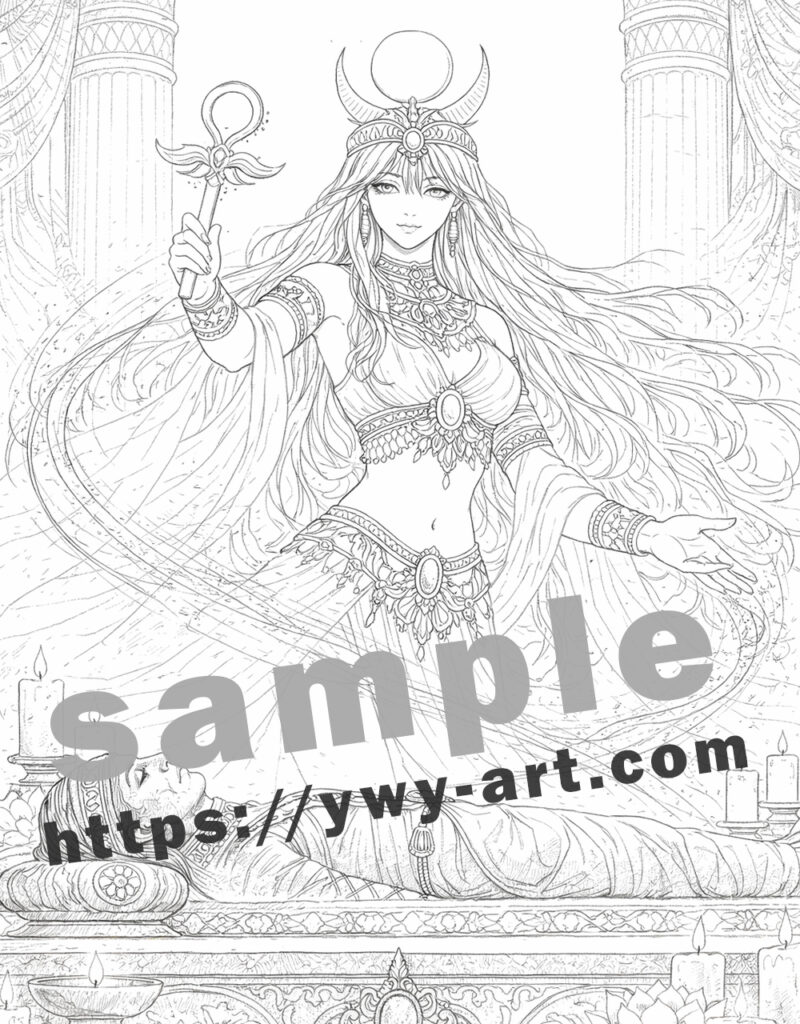 Isis line art coloring page